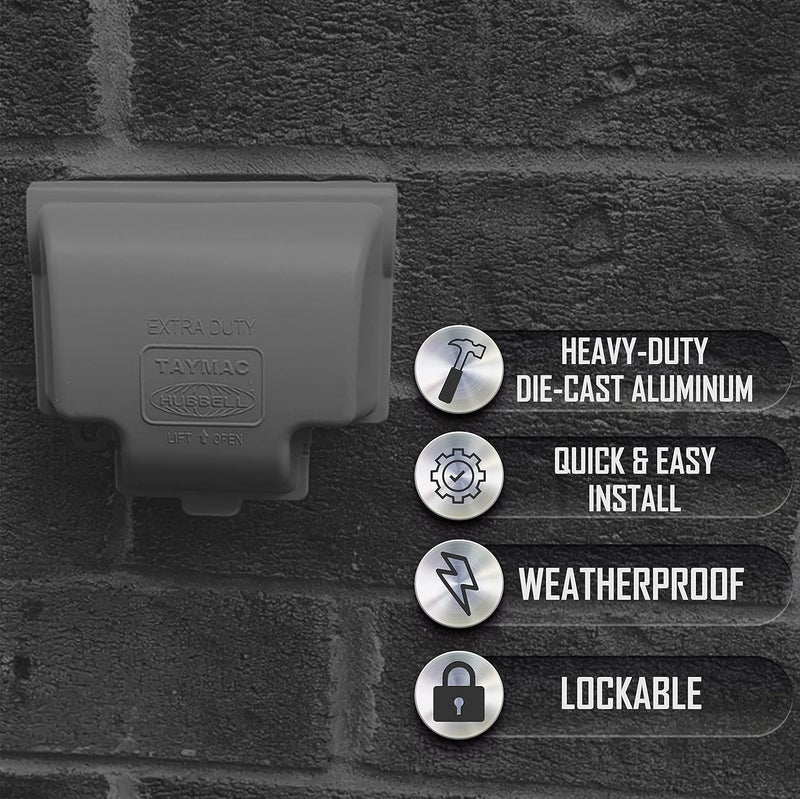 TayMac MX3300 RaynGuard Extra Duty Metal Weatherproof In-Use Cover, 1-Gang, Gray - Image 4