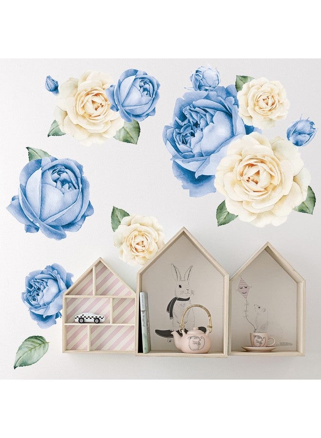 DesignStickers Watercolor Roses Wall Decals (Blue & White Watercolor) - Image 1