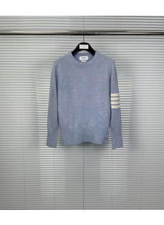Tb Wool Pullover Sweater For Men Women Casual Round Neck Slim Fit Australian Style Four Button Top For Both Genders Light blue