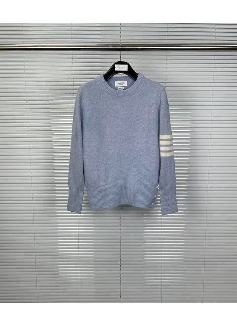 Tb Wool Pullover Sweater For Men Women Casual Round Neck Slim Fit Australian Style Four Button Top For Both Genders Light blue