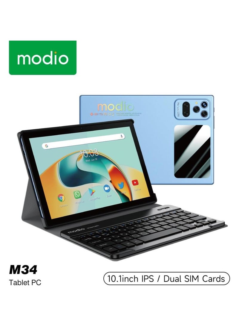modio M 34 5G Android Tablet PC 10.1 Inch HD Screen with Wireless Keyboard and Mouse 12GB Ram and 512GB Rom 6000mAh Battery Blue - Image 1