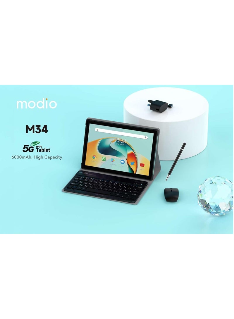 modio M 34 5G Android Tablet PC 10.1 Inch HD Screen with Wireless Keyboard and Mouse 12GB Ram and 512GB Rom 6000mAh Battery Blue - Image 4