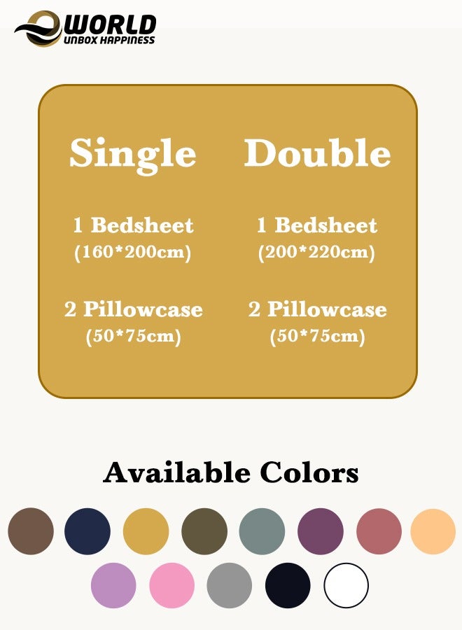 Eworld 3 Piece Luxury Gold Striped Bed Sheet Set with 1 Flat Sheet and 2 Pillowcases for Hotel and Home Crafted from Ultra Soft and Breathable Microfiber for Year-Round Comfort, (Single/Double) - Image 2