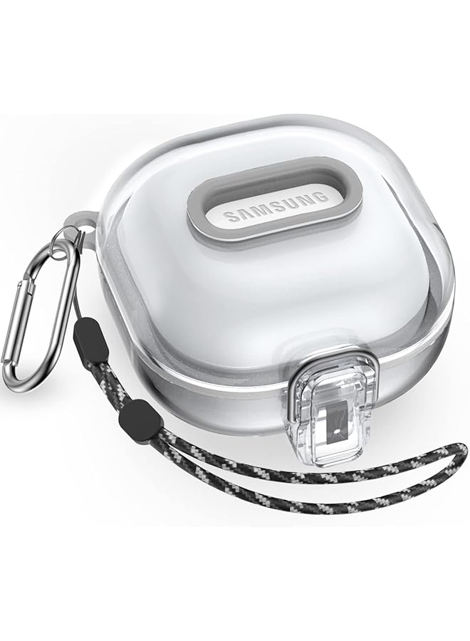 إيروريكس جراب شفاف مع قفل لهاتف Samsung Galaxy Buds 2 جراب Galaxy Buds Pro 2 جراب Galaxy Buds Live جراب Galaxy Buds Pro مع ملحقات سلسلة مفاتيح حبلية جراب شفاف صلب واقٍ - Image 1