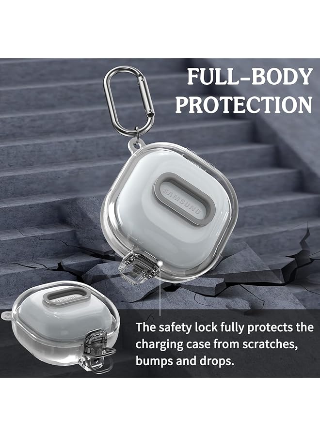 إيروريكس جراب شفاف مع قفل لهاتف Samsung Galaxy Buds 2 جراب Galaxy Buds Pro 2 جراب Galaxy Buds Live جراب Galaxy Buds Pro مع ملحقات سلسلة مفاتيح حبلية جراب شفاف صلب واقٍ - Image 3