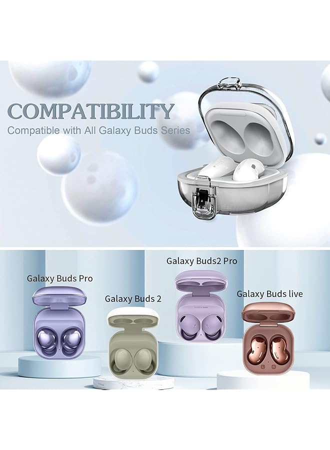 إيروريكس جراب شفاف مع قفل لهاتف Samsung Galaxy Buds 2 جراب Galaxy Buds Pro 2 جراب Galaxy Buds Live جراب Galaxy Buds Pro مع ملحقات سلسلة مفاتيح حبلية جراب شفاف صلب واقٍ - Image 4