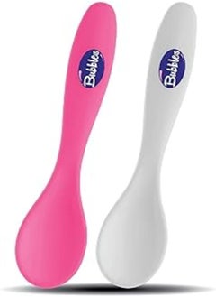 Bubbles Bubbles Feeding Spoon for Baby Girl pack of 2 White with Pink 