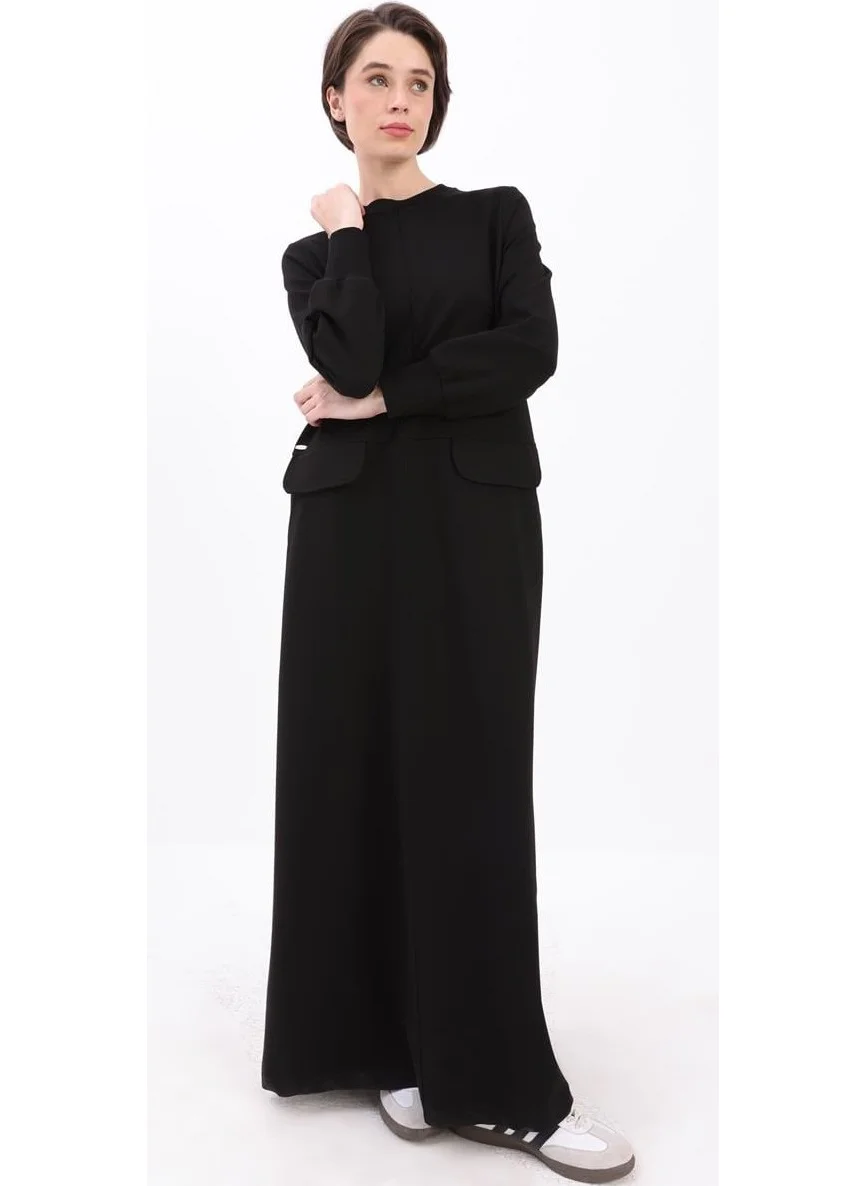 Allday Black-Pocketed Knitted Dress