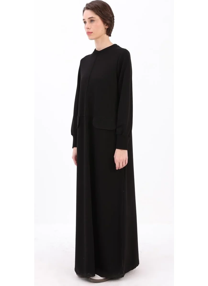 Allday Black-Pocketed Knitted Dress