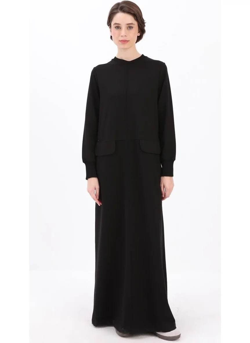 Allday Black-Pocketed Knitted Dress