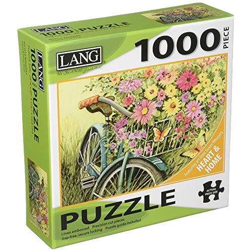 Lang - 1000 Piece Puzzle -Bicycle Boquet, Artwork by Susan Winget - Linen Finish - 29Ó x 20" Completed - Image 1