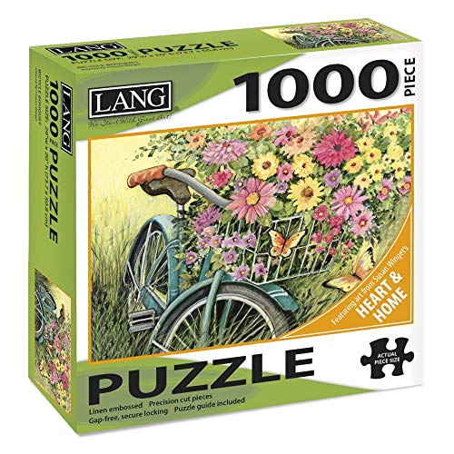 Lang - 1000 Piece Puzzle -Bicycle Boquet, Artwork by Susan Winget - Linen Finish - 29Ó x 20" Completed - Image 4