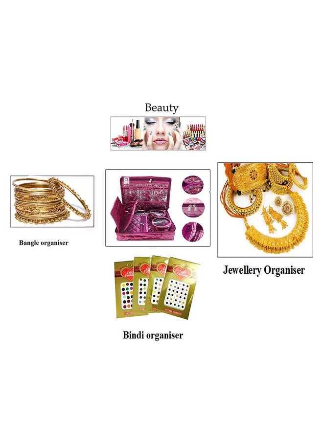 LUCES Satin Makeup Pouches Vanity Jewellery Traveling Organizer Storage Box Cosmetic Bag it along anywhere easily For Women Purple - Image 5