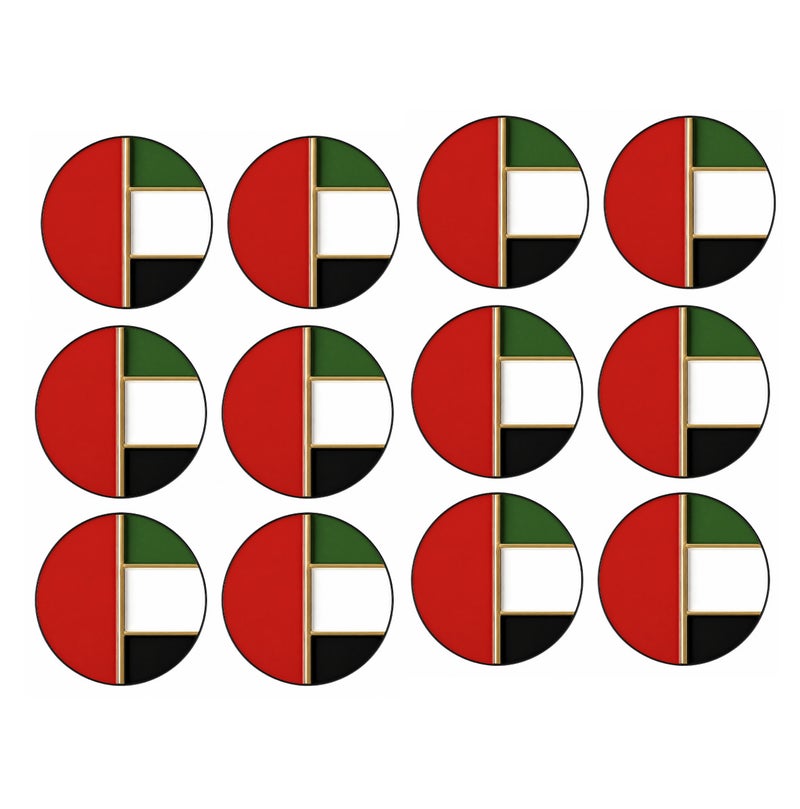 Yuwell 12 Pieces UAE National Day Flag Badge Premium Metal Enamel Lapel Pin with Butterfly Clutch, Rectangle UAE Flag Brooch Emblem, Durable Magnetic Pin for Clothing, Gifts, Collectors & Party Decorations - Image 1