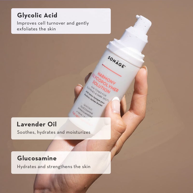 Sonage Harmony Glycolic Peel: Pro Spa Strength Exfoliation for Glowing Skin | Chemical Exfoliant Renews & Refines Texture - Image 2