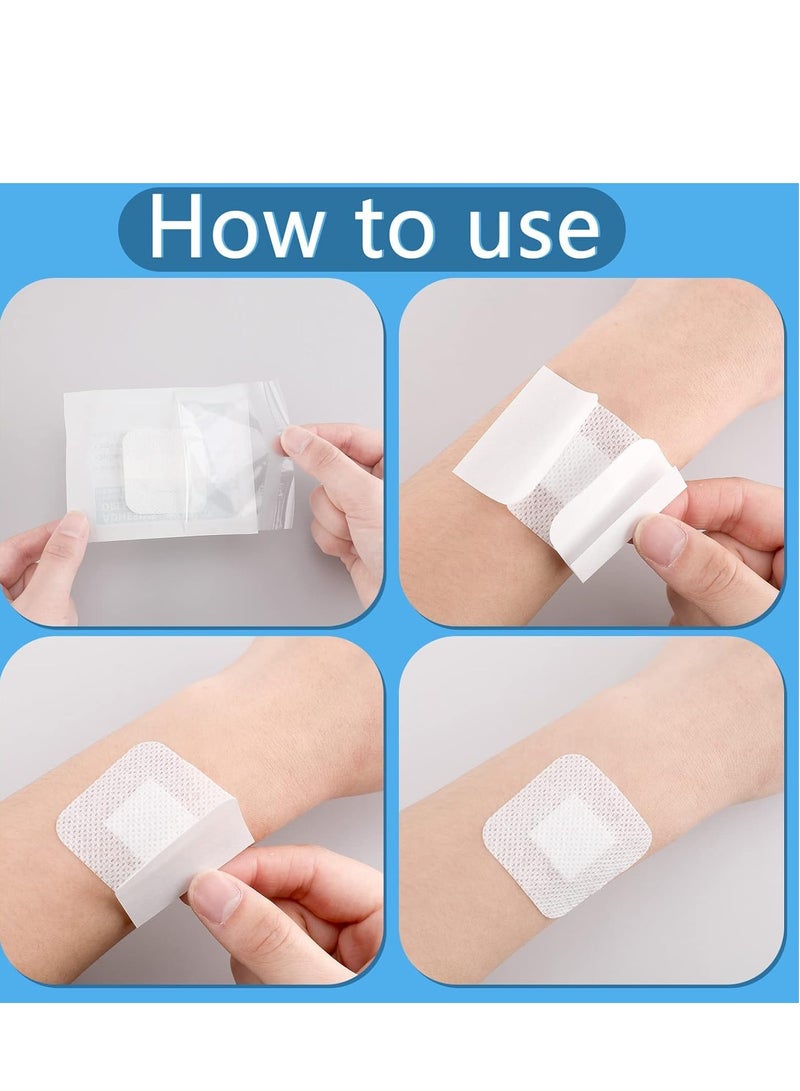 SYOSI 40 PCS Adhesive Island Dressing Bordered Gauze Wound Dressing Breathable Square Bandage Waterproof Gauze with Pad Individually Packed Pouches Tapes for Blister Wound Care (1.7 x 1.7 Inch) - Image 4
