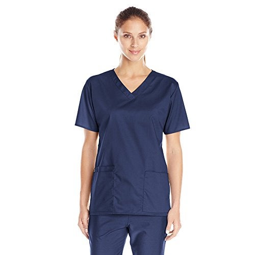 WonderWink Women's Plus-Size Wonderwork V-Neck Scrub Top, Navy, 4X-Large - Image 1