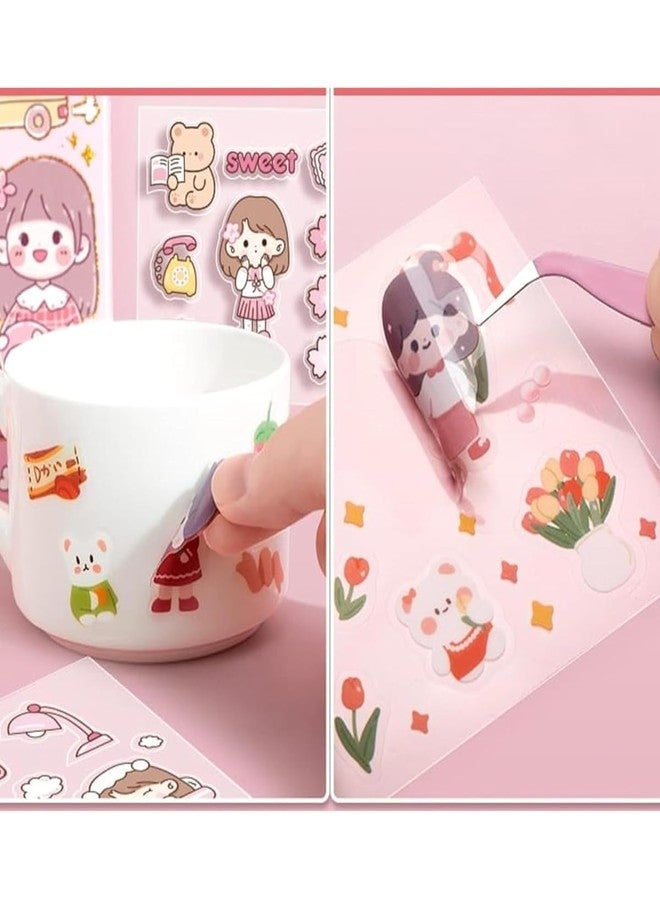 KIDIIG Kawaii Self Adhesive Floor Stickers -100 Sheets Cute Washi for Project, Japanese Style Girls Sticker Set, Scrapbooking, DIY Arts Crafts (Assorted Design) 18 x 18 x 2 cms, PVC - Image 3