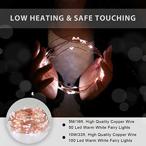 Ariceleo USB LED Fairy String Light, 1 Pack Copper Wire Fairy Lights for Indoor, Bedroom Festival Christmas Wedding Party Patio Decorative Window with USB Interface (16ft./5M,Cool White) - Image 3