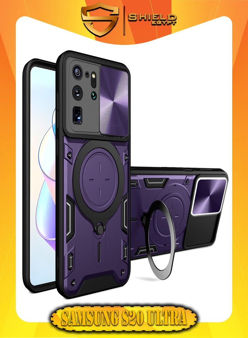 SHIELD EGYPT SHIELD EGYPT For Samsung Galaxy Note20 Ultra Armored Camera Shield Cover Camera Lend Protection, Built-in 360° (Purple) 