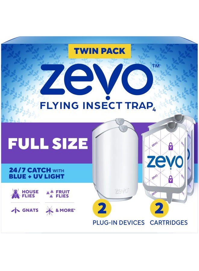 ZEVO Flying Insect Trap, Fruit Fly Trap (2 Plug-in Bases + 2 Filling Cartridges) - Image 1
