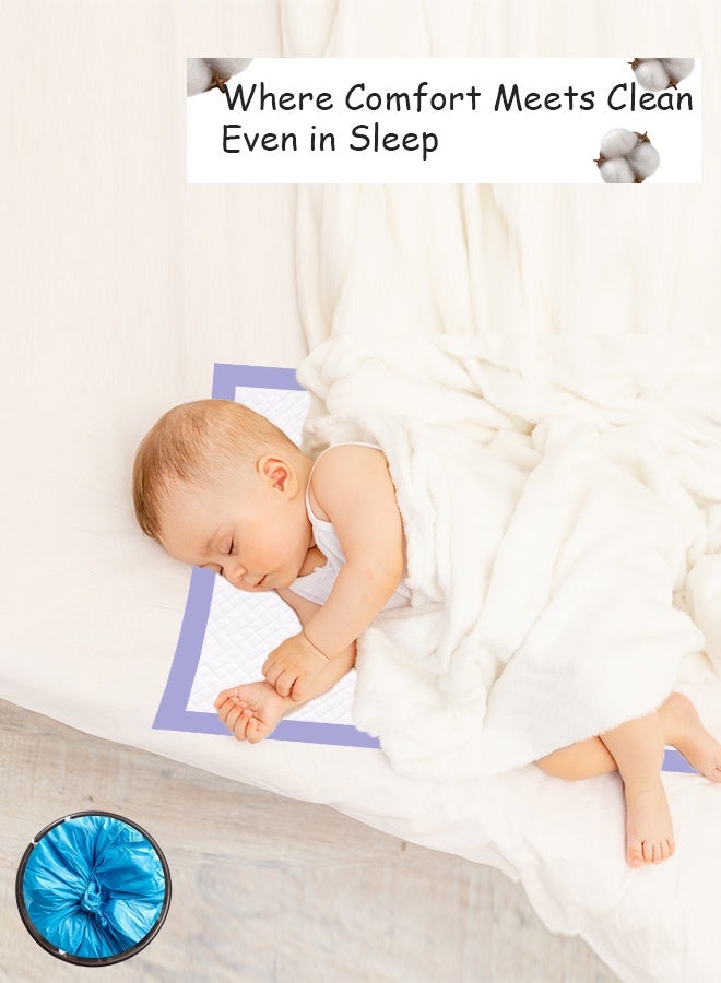 لطف وحضن كيوت آند كدل – 30 قطعة من مفارش تغيير الأطفال للاستعمال مرة واحدة برائحة اللافندر (60 × 45 سم) مع 30 كيسًا معطرًا للاستعمال مرة واحدة – أزرق - Image 5