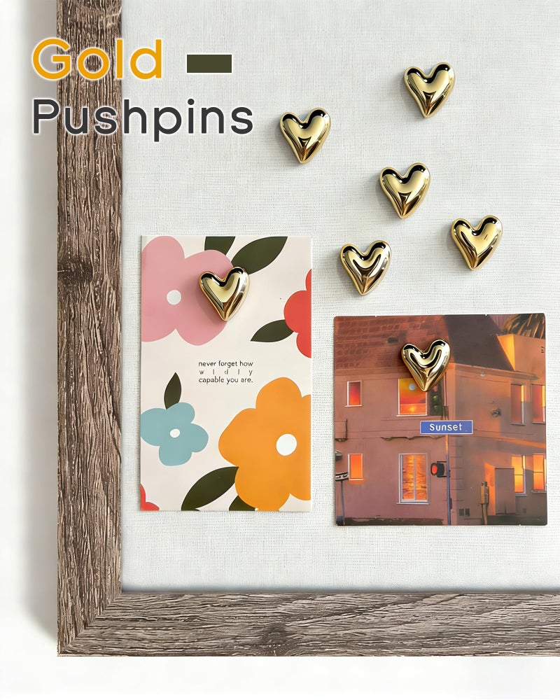 KEYDUACU 30 pcs - Heart Decorative Pins, Gold Cute Pins for Bulletin Board, Office or Home (30Pcs-Gold) - Image 3