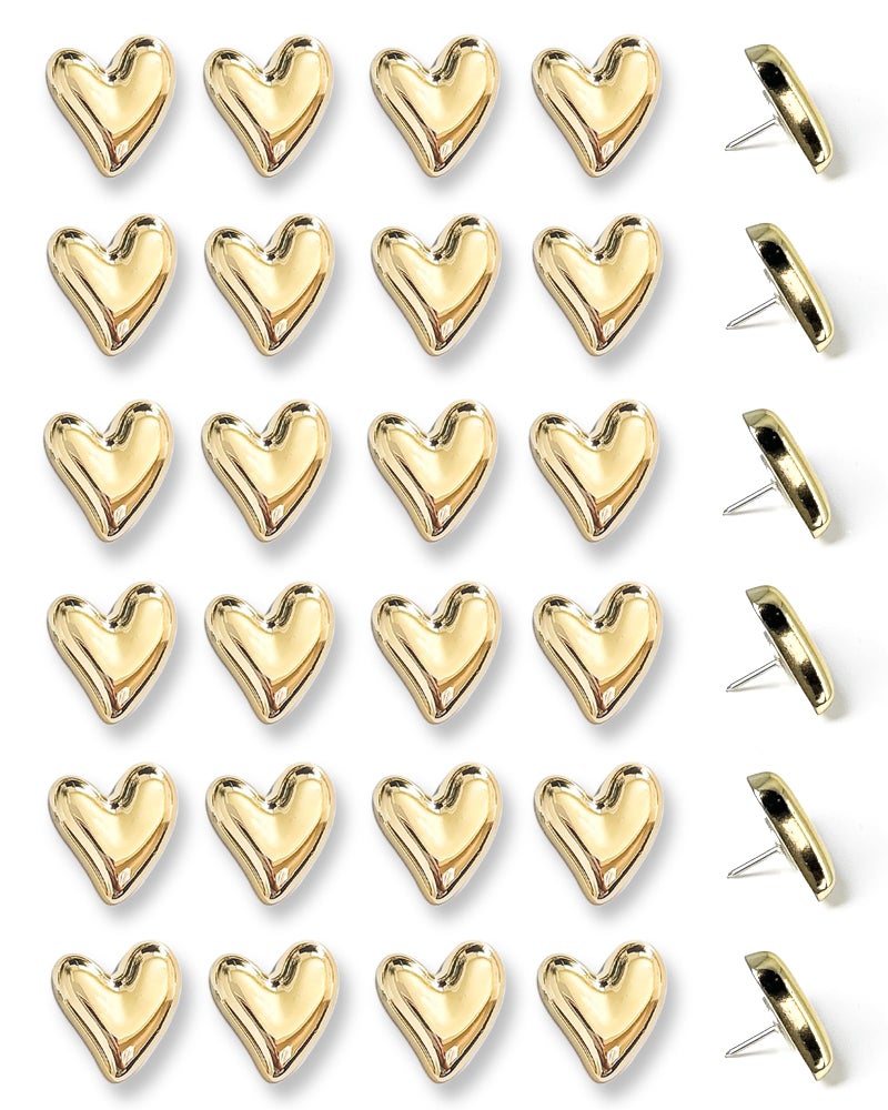 KEYDUACU 30 pcs - Heart Decorative Pins, Gold Cute Pins for Bulletin Board, Office or Home (30Pcs-Gold) - Image 1