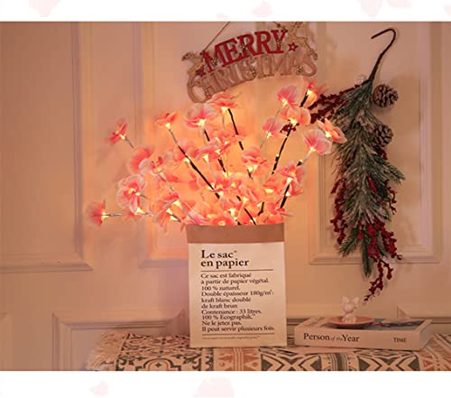 Fantasee Pink Orchid Twig Lights 30 Inch 20 LED Artificial Phalaenopsis Branch Lights Battery Powered Decor Lights for Home Shop Vase Room Wedding Christmas Party 2 Packs Pink - Image 3