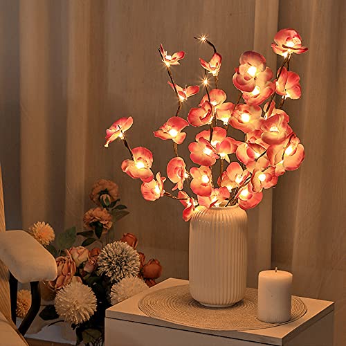 Fantasee Pink Orchid Twig Lights 30 Inch 20 LED Artificial Phalaenopsis Branch Lights Battery Powered Decor Lights for Home Shop Vase Room Wedding Christmas Party 2 Packs Pink - Image 1
