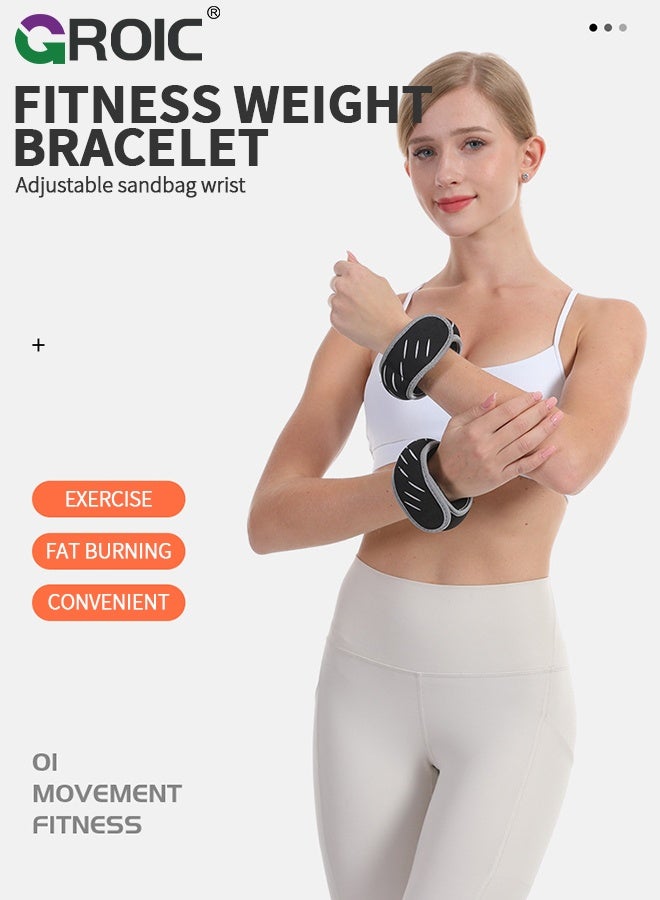 GROIC 1 Pairs Sandbag Wrist Weights Set, Hand Weight for Women and Men, Fitness Weight-bearing Bracelet Ankle Arm Weights Set for Walking Running Weightlifting Training Gymnastic Aerobic Jogging (1 KG)  - Image 2