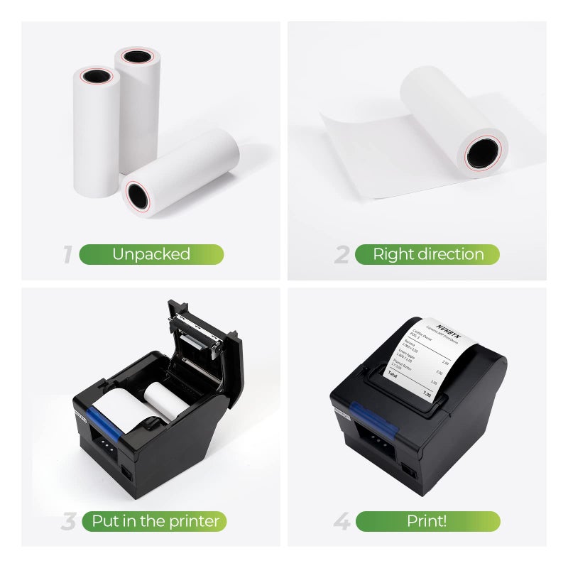 MUNBYN Thermal Receipt Paper 3 1/8 x 19.6ft, 50 Rolls Receipt Paper Work for Star Micronics TSP100 TSP143 Epson 80mm Receipt Printer Square POS Register, BPA Free (80 * 30mm x 50 rolls) - Image 5