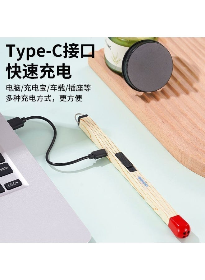 ولاعة إلكترونية معدنية قابلة للشحن عبر USB بتصميم طويل على شكل عود كبريت - Image 1