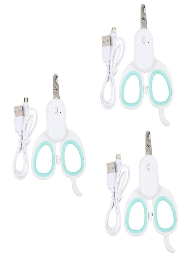 سوبفوكس مقص أظافر SUPVOX ثلاثي القطع قابل لإعادة الشحن عبر منفذ USB مزود بإضاءة LED، تصميم مريح لتقليم آمن ومريح للقطط والكلاب، بدون مقبض، لون أخضر - Image 1