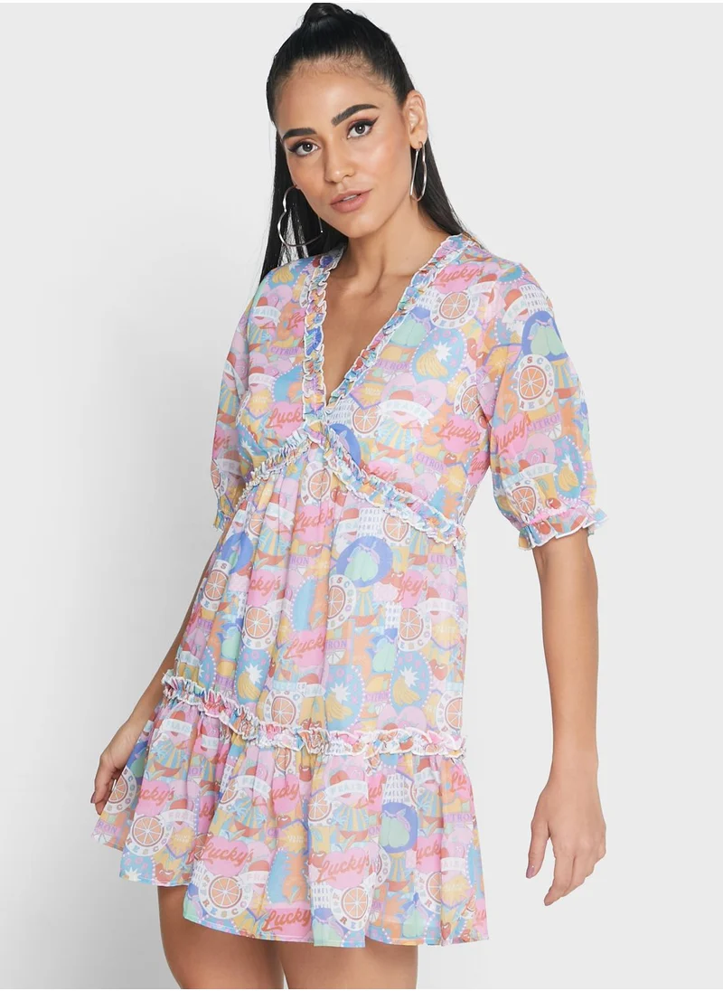 Never fully Dressed V-Neck Printed Dress