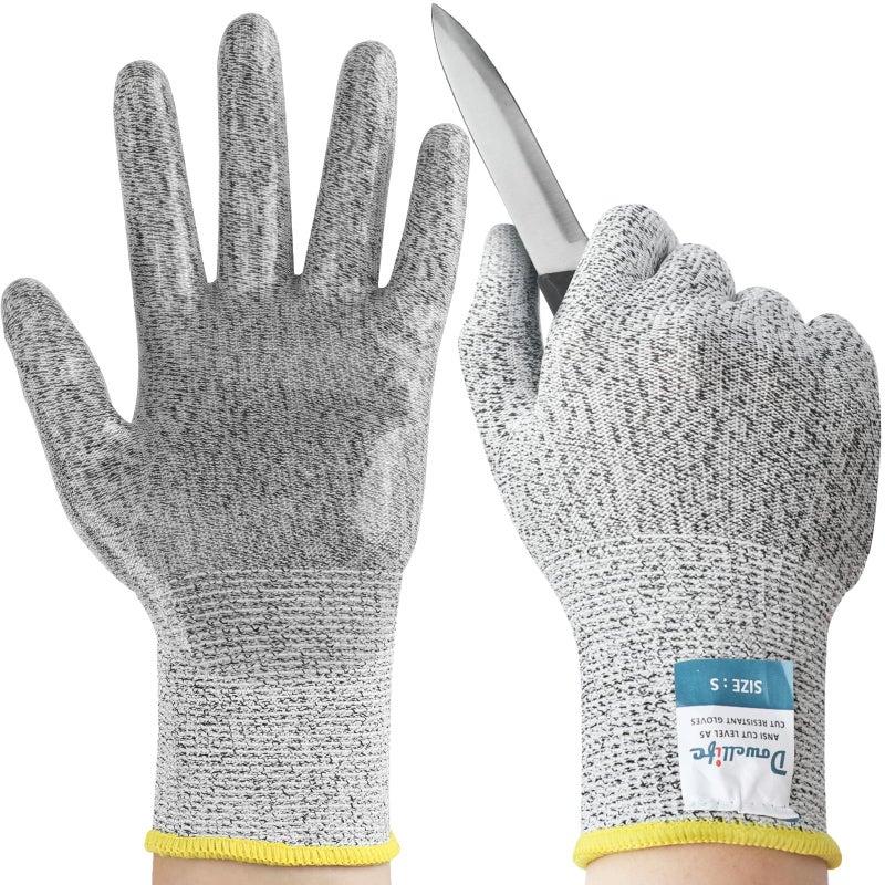 Dowellife Level 5 Cut Resistant Gloves with Silicone Coating, Food Grade Kitchen Knife Safety Gloves, Work Gloves for Chef, Mandoline Oyster Shucking Meat Cutting Wood Carving (Gray X-Large), Grey - Image 1