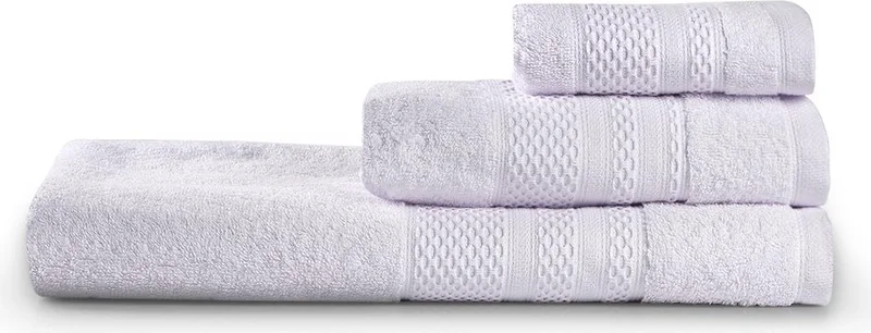 بلونيتي Natural Cotton 3-Piece Bath Towel Set Soft Rare 30 x 50+50 x 90+90 x 150 cm White