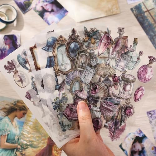 SAMVARDHAN Vintage Aesthetic Paper Scrapbook Kit Scrapbooking Supplies Kit with Bullet Junk Journal,Stationery, A6 Grid Notebook Journaling (Pack of 124) (Summer Mood) - Image 5