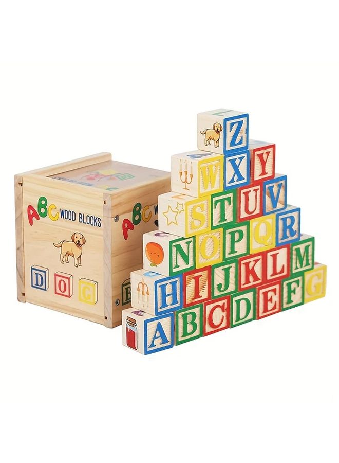 1pc Wooden Alphabet Blocks Educational Toys With Numbers Safe Colorful Gift - Image 1
