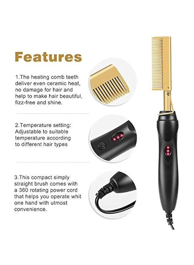 فرشاة تسخين الشعر HANDA بدرجة حرارة قابلة للتعديل حتى 450 درجة فهرنهايت، للتقويس والتمليس بأمان، مع سيراميك سريع السخونة، تعمل بالكهرباء مع توقف آلي عند التشغيل والإيقاف. - Image 4