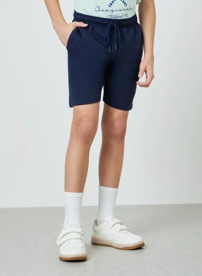 ستايلي Teens Pack Of 2 - Cotton Knitted Drawstring Shorts