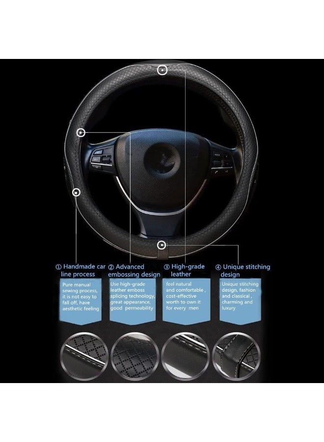 BUANIERT Car Steering Wheel Cover, Anti-Slip, Safety, Soft, Breathable, Heavy Duty, Thick, Full Surround, Sports Style (Black with White line) - Image 3