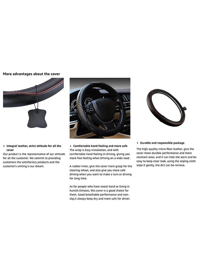 BUANIERT Car Steering Wheel Cover, Anti-Slip, Safety, Soft, Breathable, Heavy Duty, Thick, Full Surround, Sports Style (Black with White line) - Image 5