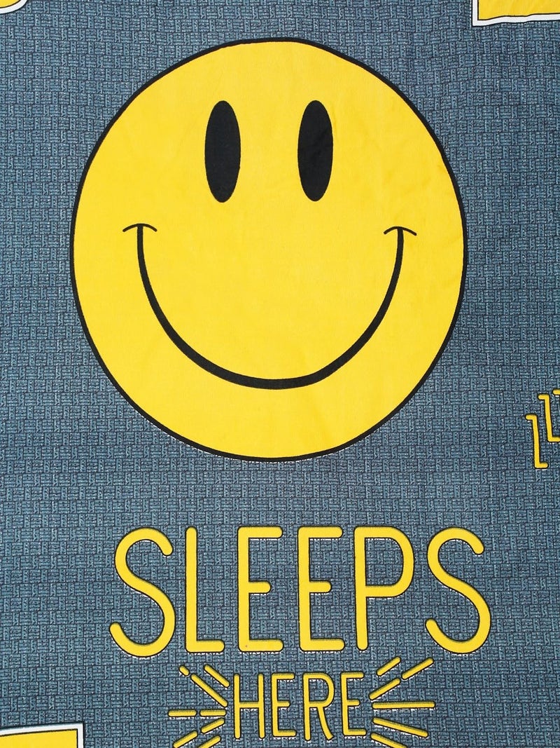Fashion String 144 TC Microfibre Yellow Smiley Single Bedsheet with 1 Pillow Cover - Image 4