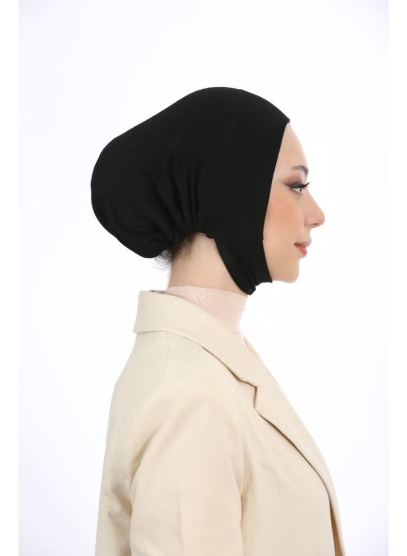 Women's Hijab Large Volume Practical Neck and Chin Non-Slip Bonnet Black - Image 1