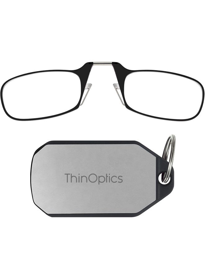 ThinOptics Thinoptics Reading Glasses 2.50 Black Frames With Keychain Case Compact Foldable Rectangular Glasses Clip-On Nose 2.50 Strength With Flex-Fit Technology  - Image 1