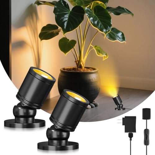 TobeBright Mini LED Spotlight Plug in, 2-in-1 Indoor Small Spot Lights for Paired Display Art Model, Wired Accent Uplights for Plant Picture (Warm White) - Image 1