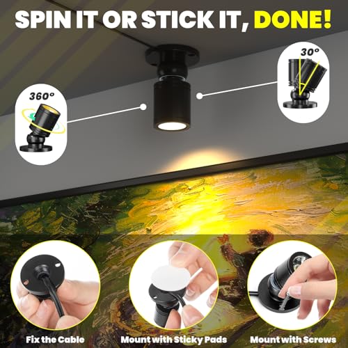 TobeBright Mini LED Spotlight Plug in, 2-in-1 Indoor Small Spot Lights for Paired Display Art Model, Wired Accent Uplights for Plant Picture (Warm White) - Image 3