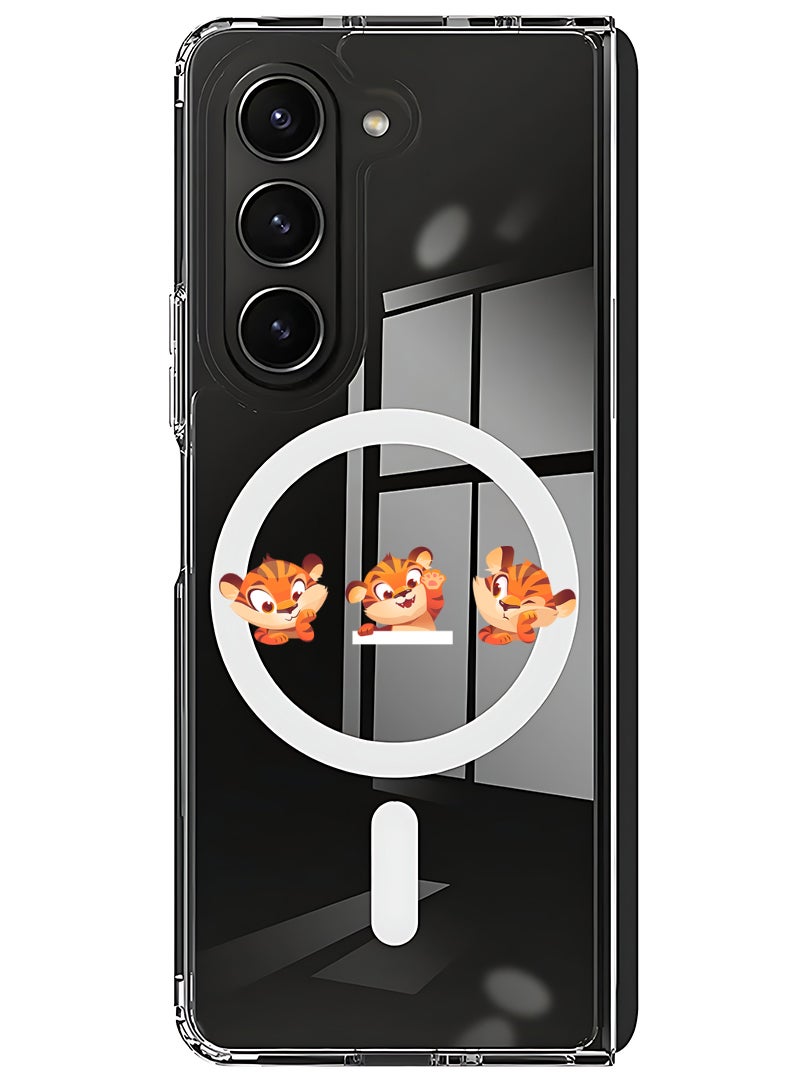 Theodor Magnetic Case for Samsung Galaxy Z Fold 6 Compatible with MagSafe Wireless Charging, Shockproof Phone Bumper Cover Cute tiger expressions - Image 1