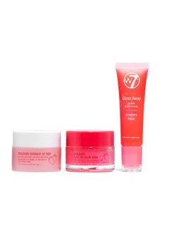 W7 W7 Sweet Dreams Lip Care Trio - 3 Piece Gift Set - Overnight Lip Mask, Lip Balm & Lip Scrub - Strawberry 